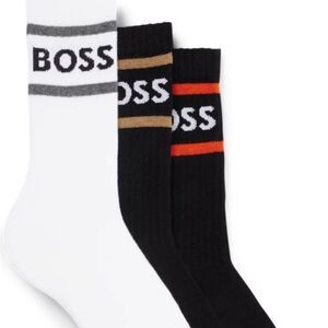 Boss 3-PK Logo Striped Crew Socks